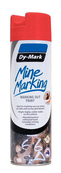Order In - DY-MARK - Vertical Marking Out Paint - Mine Marking - Aerosol Can - Fluorescent Red - 350g