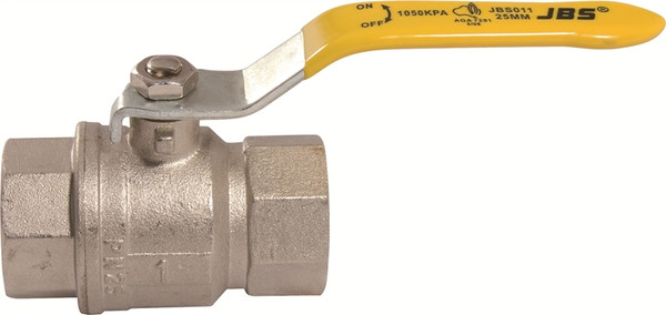 Order In - Ball Valve - 1-Piece - NP Brass - Full Bore - Screw - AGA Certified - 50 mm - 2" - F&F - BSPT - 1050 kPa - V50LO