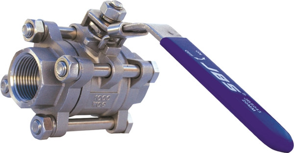 Order In - JBS - Ball Valve - 3-Piece - Stainless Steel Grade 316 - 15 mm - 1/2" - F&F - BSPT - 1000 PSI - JBS043015