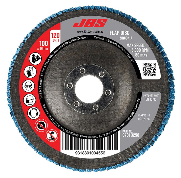 Order In - Zirconia Flap Disc - JBS - 100X16mm - 120 Grit - JBSFD100120Z