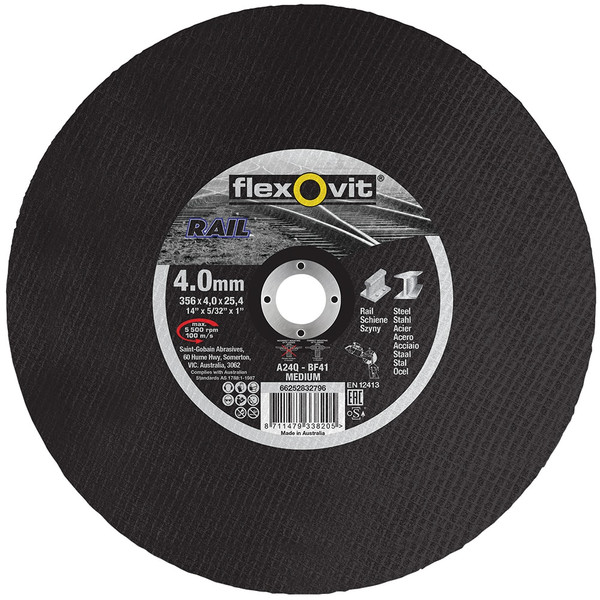Order In - Flexovit 66252832796 A24Q Rail Cut Off Wheel - 356 x 4 x 25.4mm