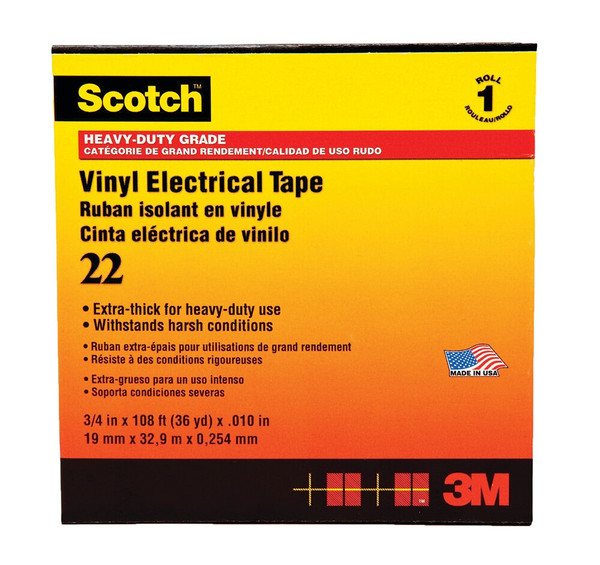 Order In - Scotch 80012017051 Electrical Tape 22 - Heavy Duty - Vinyl - Black - 25mm x 33m