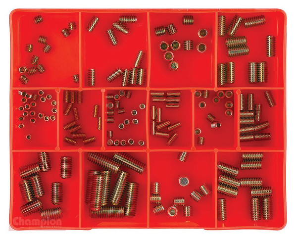 Order In - Champion Fasteners Grub Screw Kit - Class 8.8 - Metric & BSW - 5 to 8 mm & 3/16 to 3/8" - 164 Pieces - CA1416 - Champion