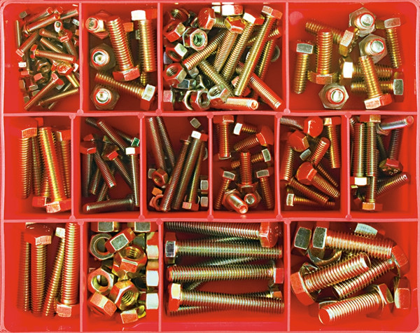 Order In - Champion Fasteners Set Screw & Nut Kit - High-Tensile - Steel - Zinc Plated - M4 to M10 - 221 Pieces - CA196 - Champion