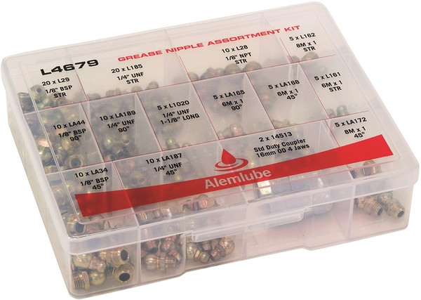 Order In - Alemlube L4679 - 115 Automotive Grease Nipple Assortment Kit