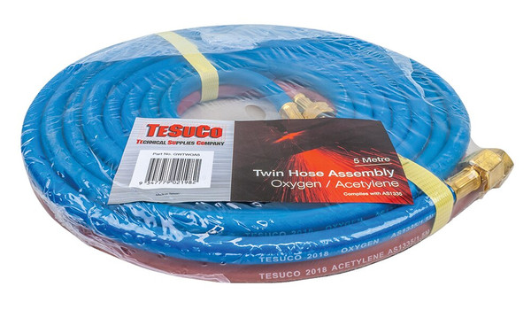 Order In - Flame Pro GWTWOA5 Oxygen/Acetylene Twin Hose Assembly - 5mm x 5m