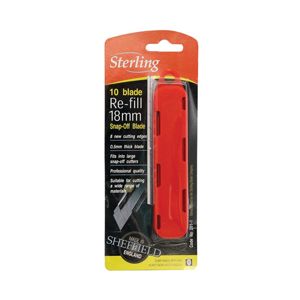 Order In - Sterling 201-1 Snap Knife Blade - 18mm -Carded -  Pack of  10