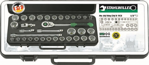 Order In - 34-Piece Socket Set - Imperial/Metric - 1/2" Square Drive - 707901 - Stahlwille
