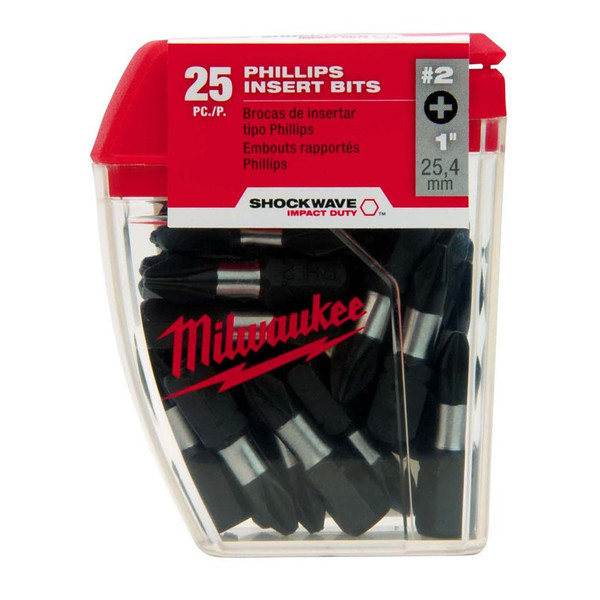 Milwaukee Shockwave #2 Phillips Insert Bits - 25 Pack - 48324604