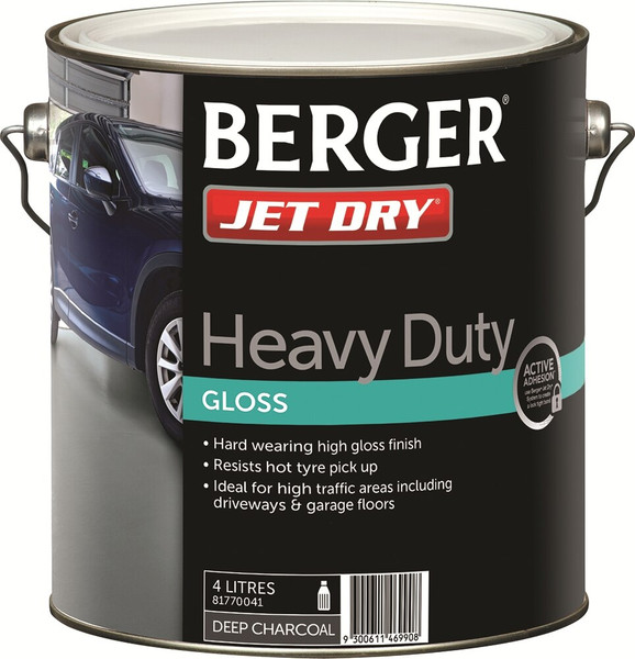 Order In - BERGER - Jet Dry - Concrete Paving Paint - Heavy Duty - Charcoal - 4L