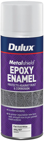 Order In - Dulux - Metalshield - Epoxy Enamel Paint - Flat - Aerosol - White - 300g