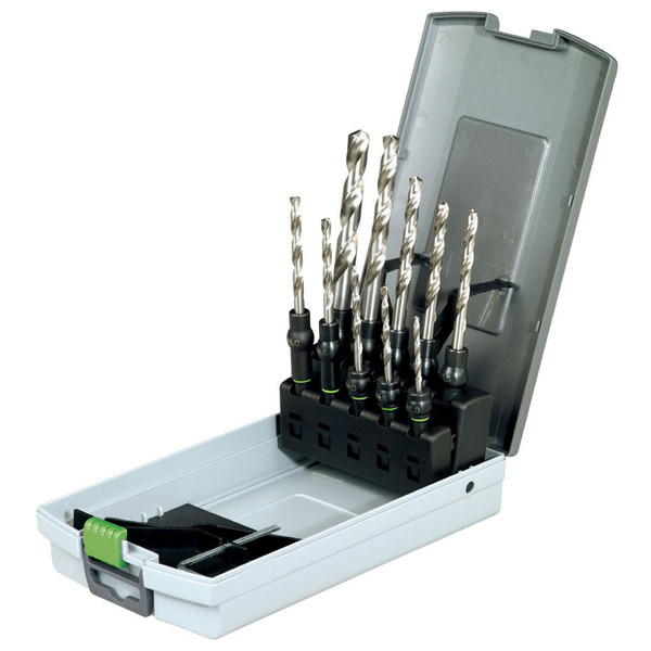 Order In - Festool 10 Piece 3mm-10mm Metric HSS Drill Bit & CENTROTEC Holder Set - 495128