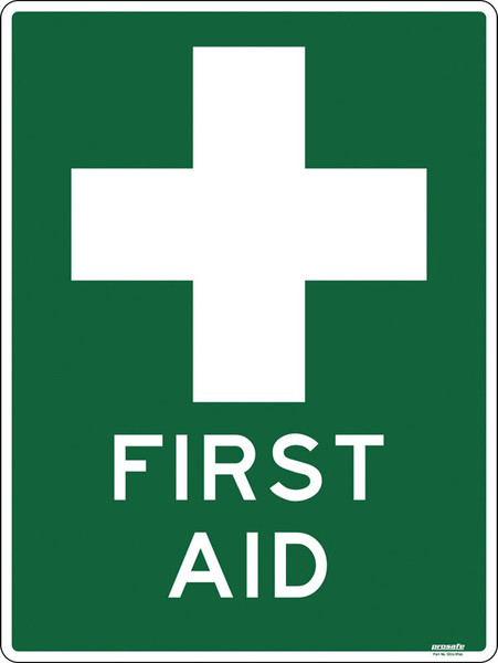 Order In - PROSAFE Construction Sign - Emergency Information - First Aid - Polypropylene - 600mm x 450mm
