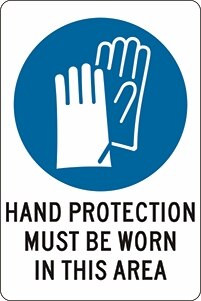 Order In - PROSAFE Mandatory Sign - Hand Protection Must Be Worn In This Area - Polypropylene - 300mm x 225mm