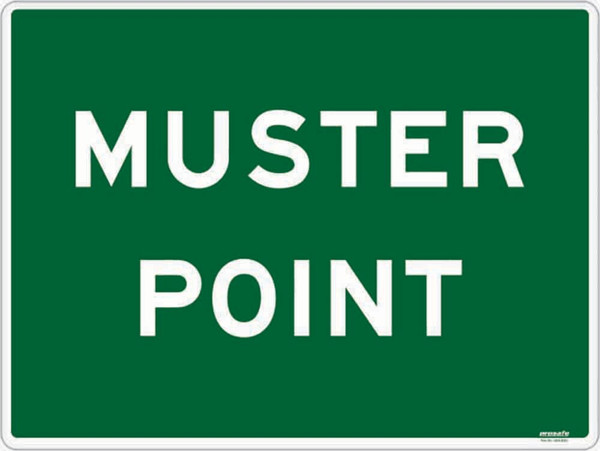 Order In - PROSAFE Emergency Information Sign - Muster Point - Metal - Colorbond Steel - 600mm x 450mm