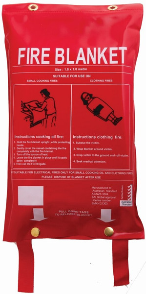 Order In - Fire Blanket with Red PVC Wall Bag - 1.8 m x 1.2 m - Woven Fibreglass Fire Resistant Fabric - Fireworld