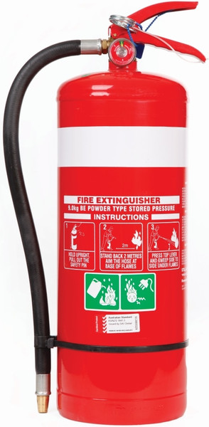 Order In - Fire Extinguisher - Dry Chemical Powder - 9 kg - 80BE - Mild Steel Cylinder - 1345 KPa - 180 x 565 mm - BE - Fireworld