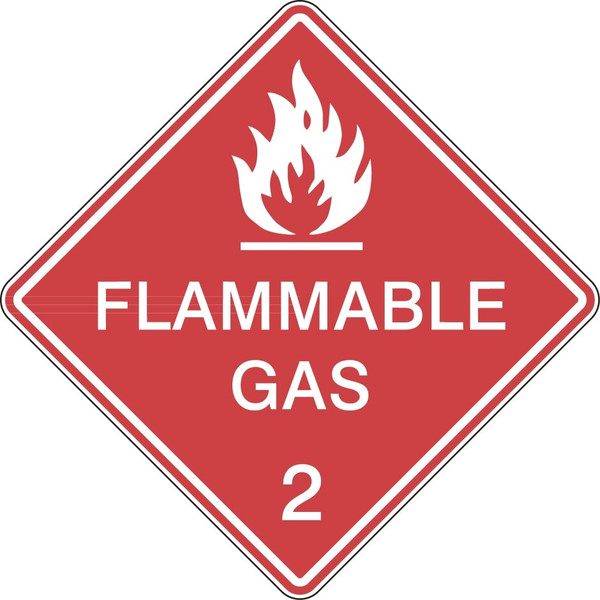 Order In - PROSAFE Danger Sign - Dangerous Goods Class Diamonds - Flammable Gas 2 - Polypropylene - White On Red - 270mm x 270mm