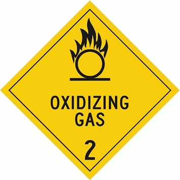 Order In - PROSAFE Danger Sign - Dangerous Goods Class Diamonds - Oxidising Gas 2 - Metal - Black On Yellow - 270mm x 270mm