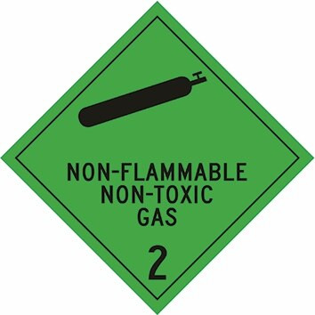 Order In - PROSAFE Danger Sign - Dangerous Goods Class Diamonds - Non-Flammable/Non-Toxic Gas 2 - Metal - Black On Green - 270mm x 270mm