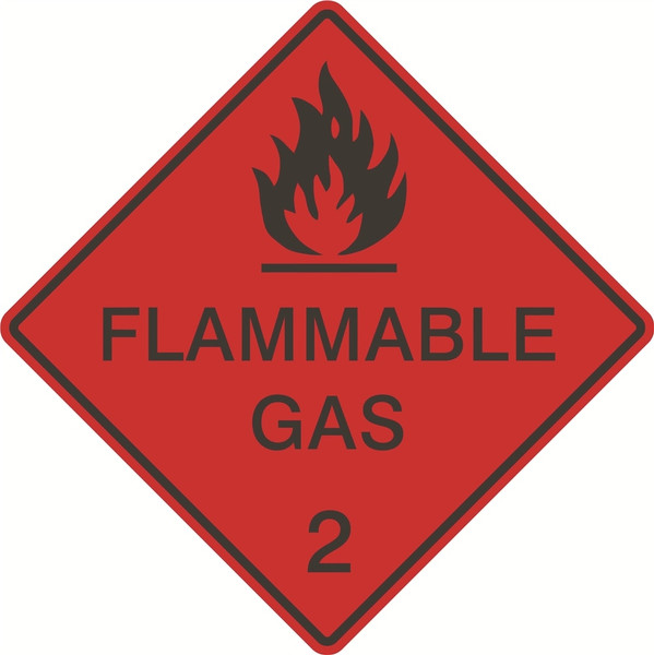 Order In - PROSAFE Danger Sign - Dangerous Goods Class Diamonds - Flammable Gas 2 - Metal - Black On Red - 270mm x 270mm