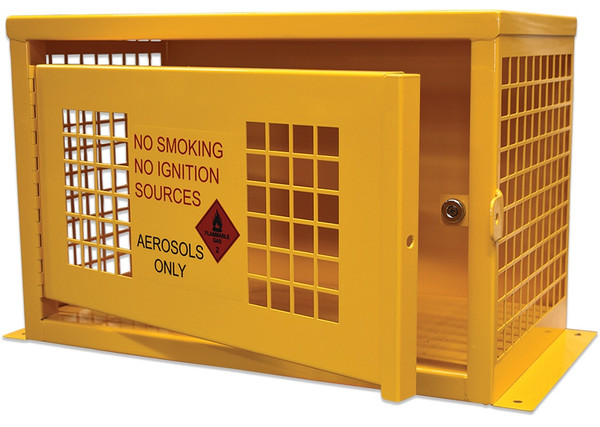 Order In - Spill Crew - Storage Cage - Aerosol 32-Can Steel - Yellow - SCAR32