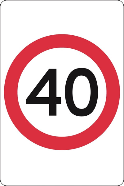 Order In - PROSAFE Traffic Sign - 40 Km Speed - Metal - 600mm x 450mm