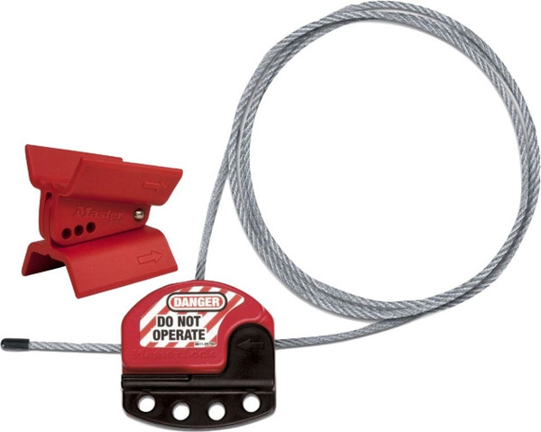 Order In - Butterfly Valve Lockout with Cable - Not Keyed - Red - S3921 - Master Lock