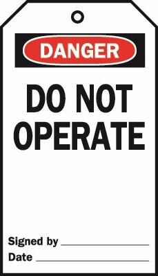 Order In - BRADY Lockout Tags - Locked Out - Reverse Side-Do Not Remove This Tag (manual) White/Red/Black Polyester H140mm x W76mm PK 25