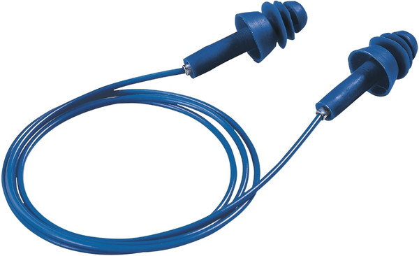Order In - uvex whisper+ WP-DT Earplugs - Metal Detectable - Reusable - Corded - Class 4 - 22dB - Blue - Regular - Pack of 50 Pairs