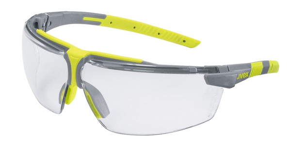 Order In - uvex i-3 add 6108-210 Safety Glasses - Grey/Lime Temple - 1.0 Dioptres - Anti-Scratch/Anti-Fog - Clear Lens