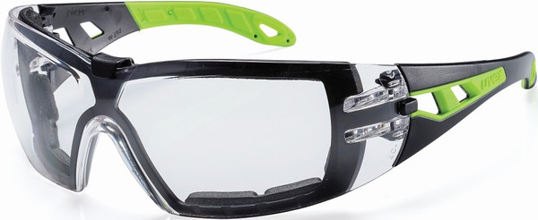 Order In - uvex pheos 9192-305G Safety Glasses-with Dust Guard-Black/Yellow Temple-Supravision Excellence Coating-Anti-Scratch/Anti-Fog-Chemical Resistant - clear Lens