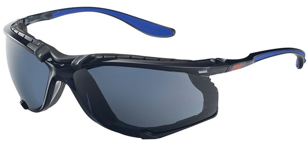 Order In - 3M Mist S56SDG 7012875285 Safety Glasses - Black/Blue Frame - With Dust Guard - UV Resistant - Anti-Scratch - Smoke Lens