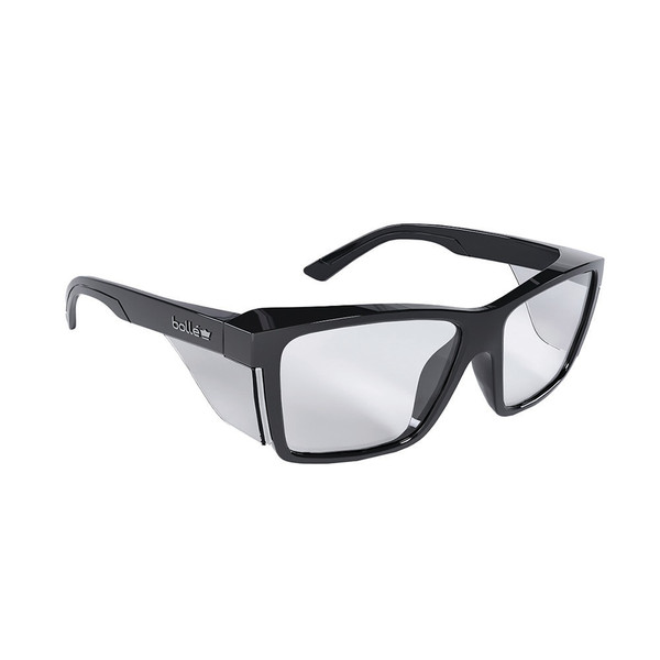 Order In - Bolle STKS 420 Safety Glasses - STK42N10A - Microfiber Pouch Included - Black Gloss Frame - Anti-Scratch/Anti-Fog - Platinum Coating - Clear Lens