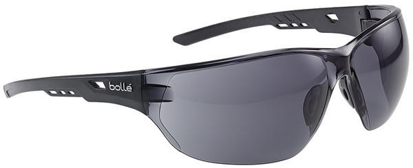Order In - Bolle Ness NESSPSF Safety Glasses - Wrap-Around - Non-Slip Nose Bridge - Black Temple - Anti-Scratch/Anti-Fog - Smoke Lens