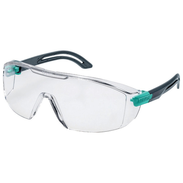 Order In - uvex i-lite planet 9143-291 Safety Glasses - Anthracite/Teal Temple - Supravision Excellence Coating - Anti-Scratch/Anti-Fog - Chemical Resistant - Clear Lens