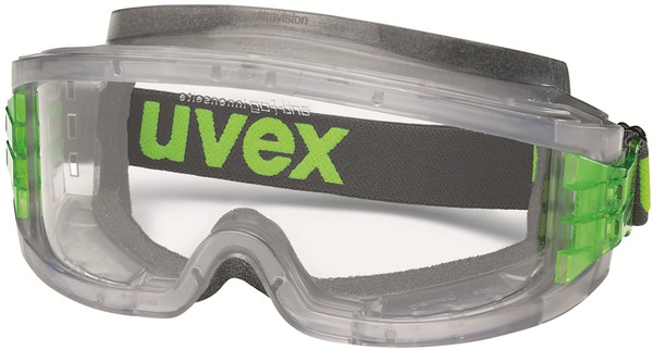 Order In - uvex ultravision 9301-624 Safety Goggles - Transparent Grey Frame - Textile Strap - UV 380 Protection - Vented Frame - Anti-Fog Coating - Clear Lens