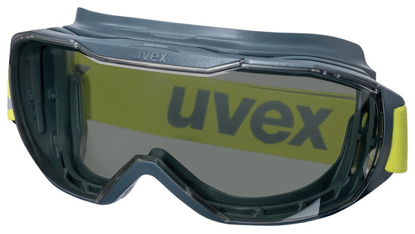 Order In - uvex megasonic 9320-282 Safety Goggles - Anthracite Frame -Textile Strap - Chemical Resistant - Anti-Scratch/Anti-Fog Coating -Grey 23 % Tint Lens