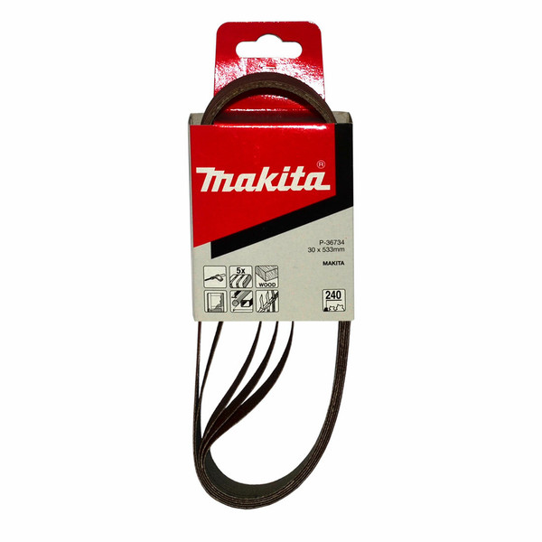 Makita 30mm x 533mm Sanding Belts 240 Grit - 5 Pack