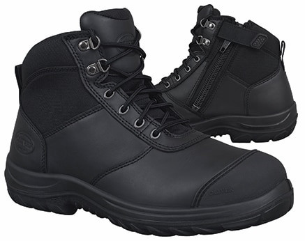 Order In - Oliver - Safety Boots - Mens - Ankle - Lace Up with Side Zipper - Full Grain Leather - WB 34-660 - Black