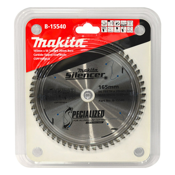 Order In - Makita Silencer 165mm 56 Tooth TCT Aluminium Circular Saw Blade - 20mm Bore