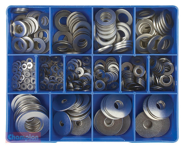 Order In - Champion Fasteners Flat & Panel Washer Kit - 385 Piece - 304 Stainless Steel - 1/8 to 3/4" - CA1830 - Champion