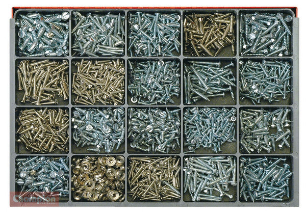 Order In - Champion Fasteners Self-Tapping Screw & Cup Washer Kit - Phillips/Slotted - Raised, Hex and Pan Head - Steel - Zinc Plated/Nickel Plated - 6 to 14G - 1680 Pieces - CA1630 - Champion