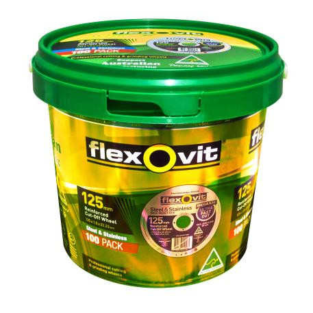 Flexovit 125mm x 1.0mm Mega Inox Ultra Thin Cut Off Wheel - 22mm Bore - 100 Pack