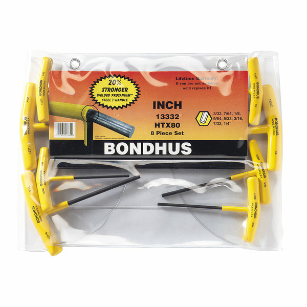 Bondhus Hex Key T-Handle Imperial 8 Piece