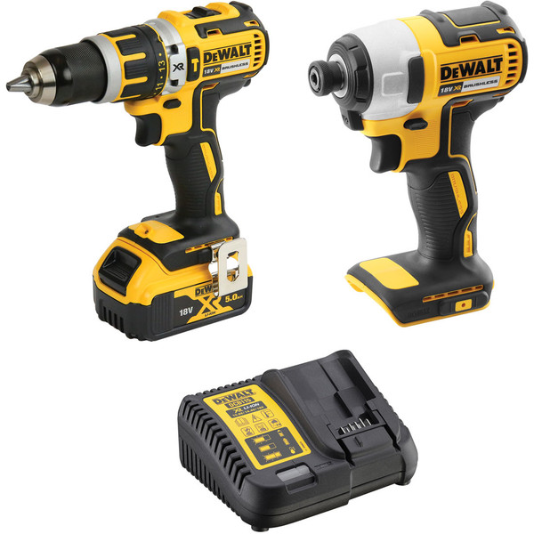 Dewalt 18V XR Li Ion BRUSHLESS 2 Piece Combo Kit 5Ah 1 x Battery