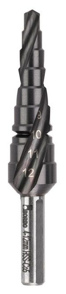 Bordo 4-12x1mm Spiral Flute HSS Cobalt Step Drill - 2602-M1