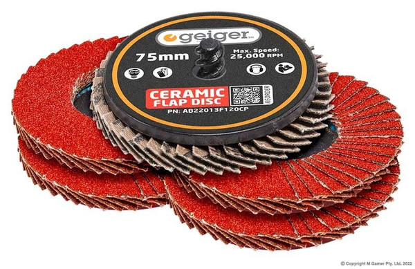 Order In - Geiger Q'Lock Ceramic Flap Disc Pk 75mm 60 Grit - AB22013F60CP