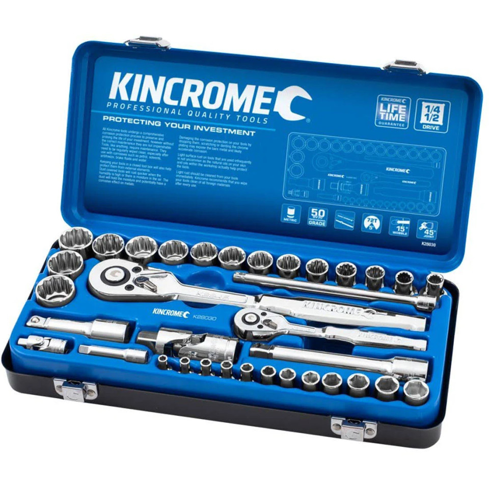 Kincrome Socket Set 1/2" Drive Metric 24 Piece K28020 Tool Kit Depot