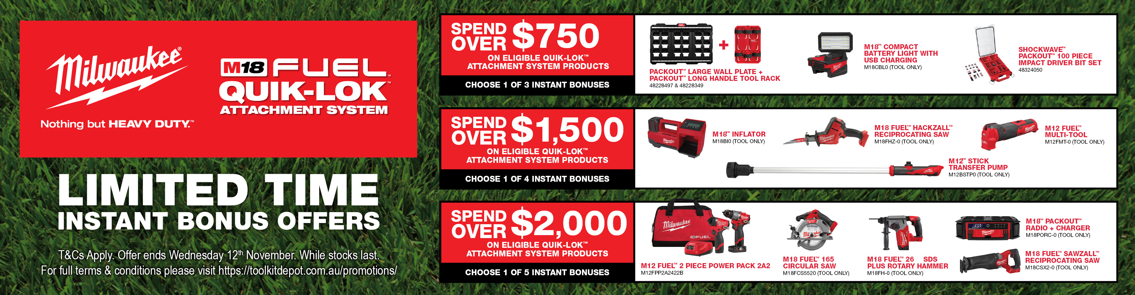 Milwaukee Quik-Lok Offer